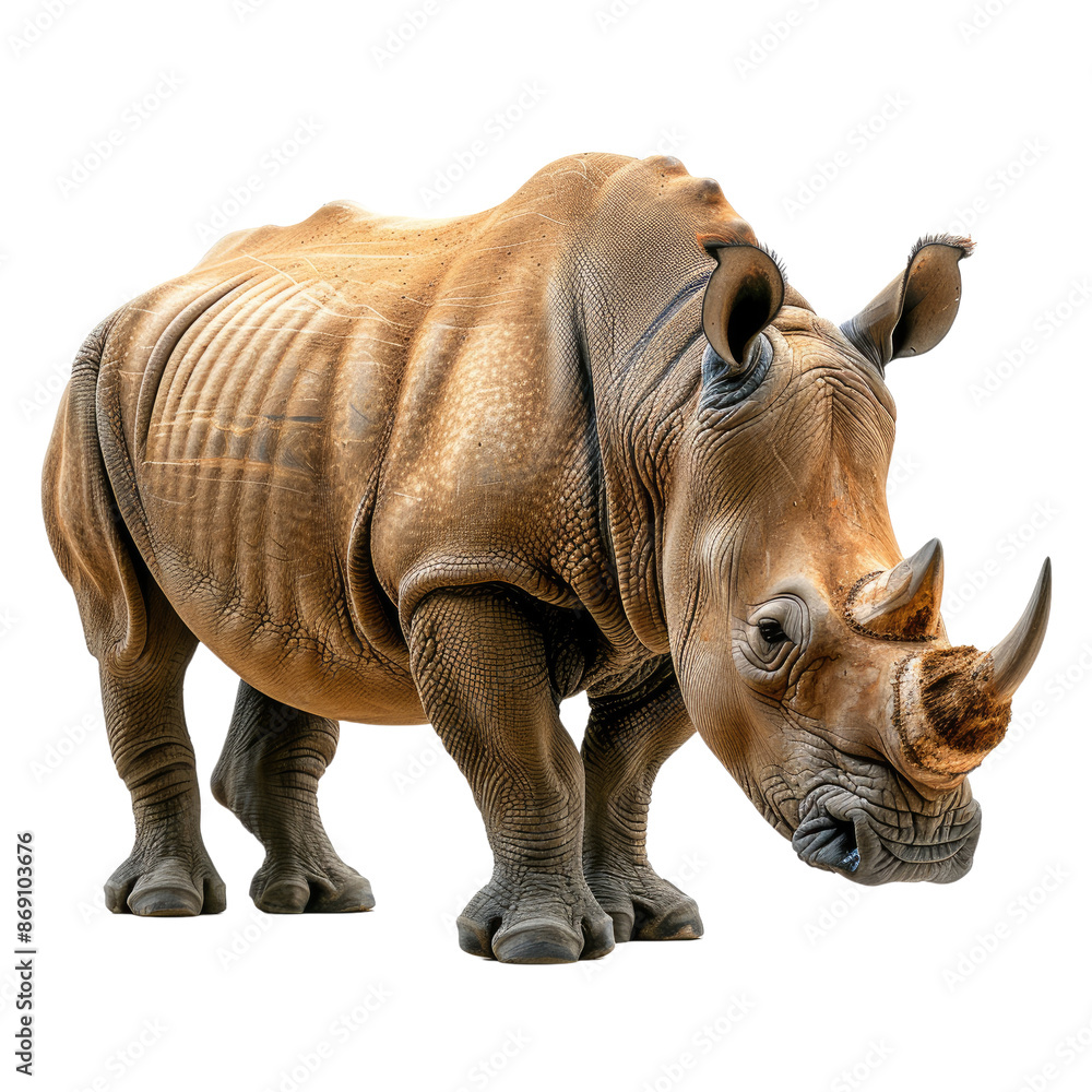 Fototapeta premium Rhinoceros isolated on a transparent background for web banner