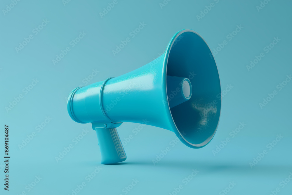 Blue Megaphone on a Light Blue Background Blue Megaphone on a Light Blue Background