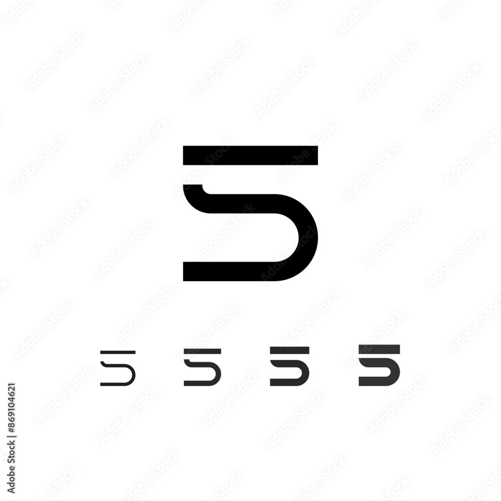Technical digital font, cyber space alphabet, set of five different thicknesses of the trendy modern number 5 (thin, regular, bold, thick) made futuristic style, vector illustration 10EPS Technical digital font, cyber space alphabet, set of five different thicknesses of the trendy modern number 5 (thin, regular, bold, thick) made futuristic style, vector illustration 10EPS