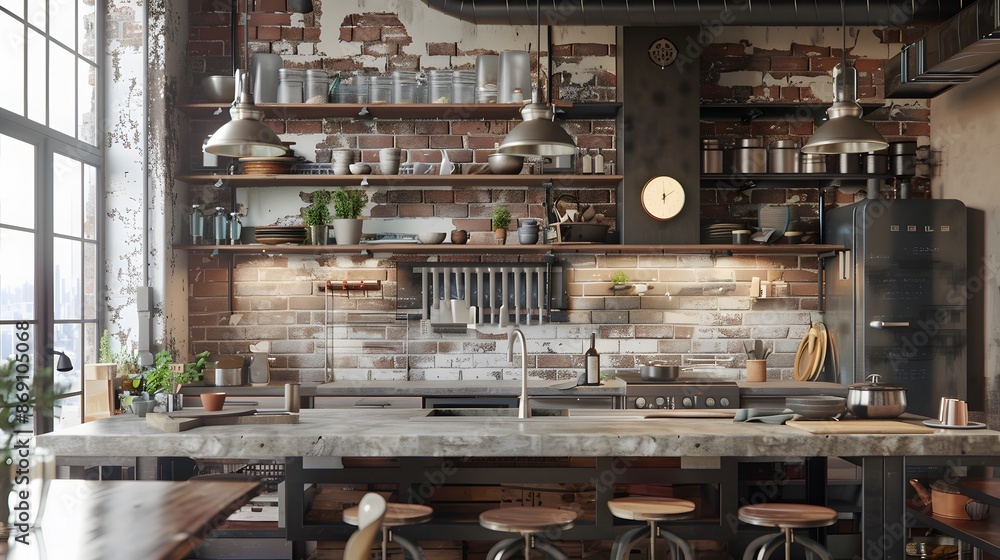 Ultitarian Kitchen Industrial Kitchen: Utilitarian design with raw, unfinished materials ...