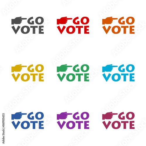 Go vote icon isolated on white background. Set icons colorful