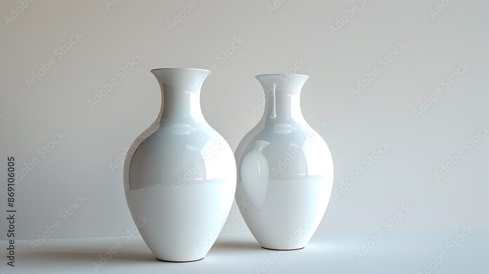 Captivating 3D Rendered White Ceramic Vase Mock up on Pristine Studio Backdrop Captivating 3D Rendered White Ceramic Vase Mock up on Pristine Studio Backdrop