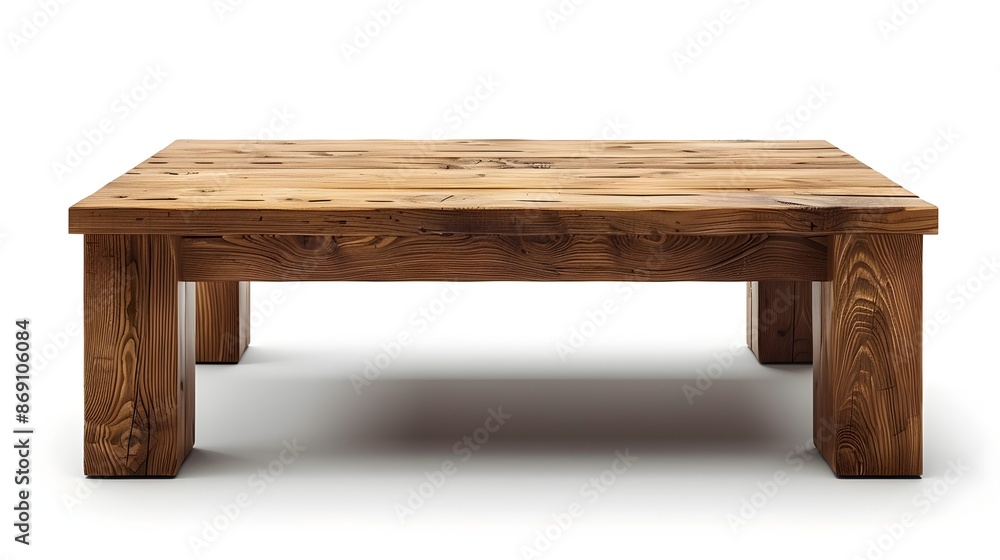 Elegant Oak Coffee Table Displayed in Minimalist White Studio Setting Elegant Oak Coffee Table Displayed in Minimalist White Studio Setting
