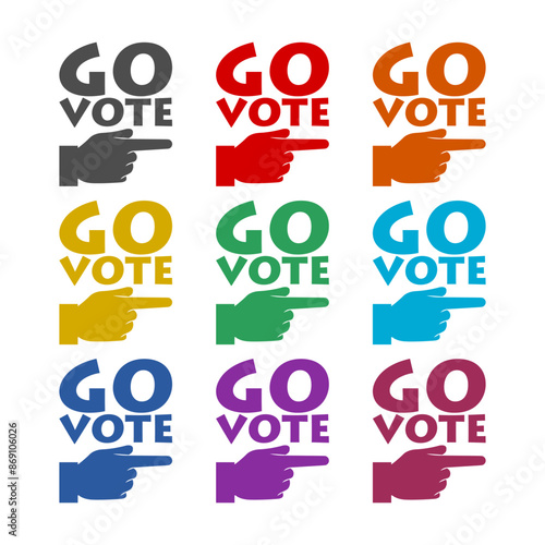 Go vote icon isolated on white background. Set icons colorful