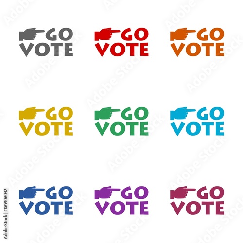 Go vote icon isolated on white background. Set icons colorful photo