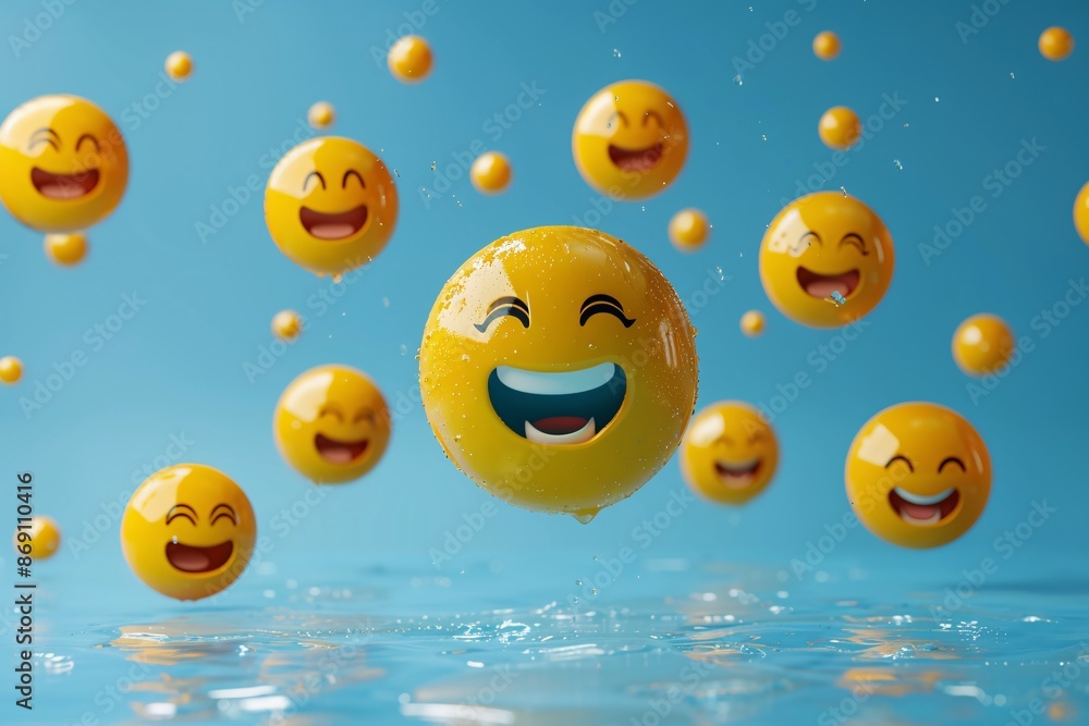 Laughing Emojis Falling in Water Laughing Emojis Falling in Water