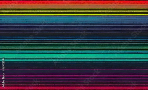 Rough uneven horizontal striped lines pattern in a multi-colored gradient effect against a dark background