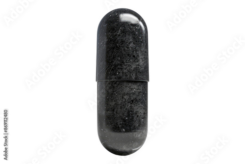 A charcoal capsule isolated on transparent background