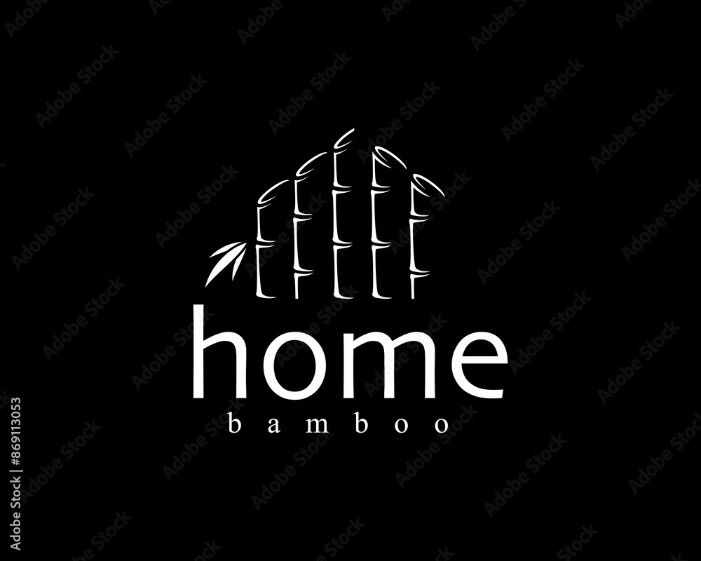 Fototapeta premium Creative shadows of bamboo that form a house with a logo background