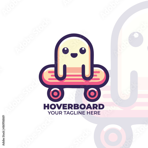 Cute Hoverboard with Little Monster Logo Design
