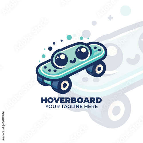 Cute Hoverboard with Little Monster Logo Design