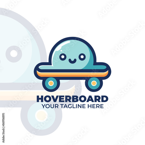 Cute Hoverboard with Little Monster Logo Design