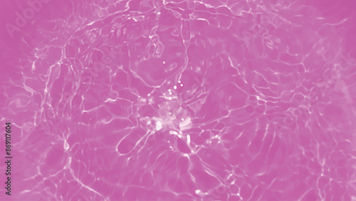 Pink water bubbles on the surface ripples. Defocus blurred transparent pink colored clear calm water surface texture with splash and bubbles. Water waves with shining pattern texture background