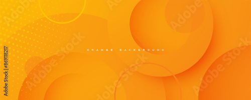 Orange circular shape abstract background dynamic design vector