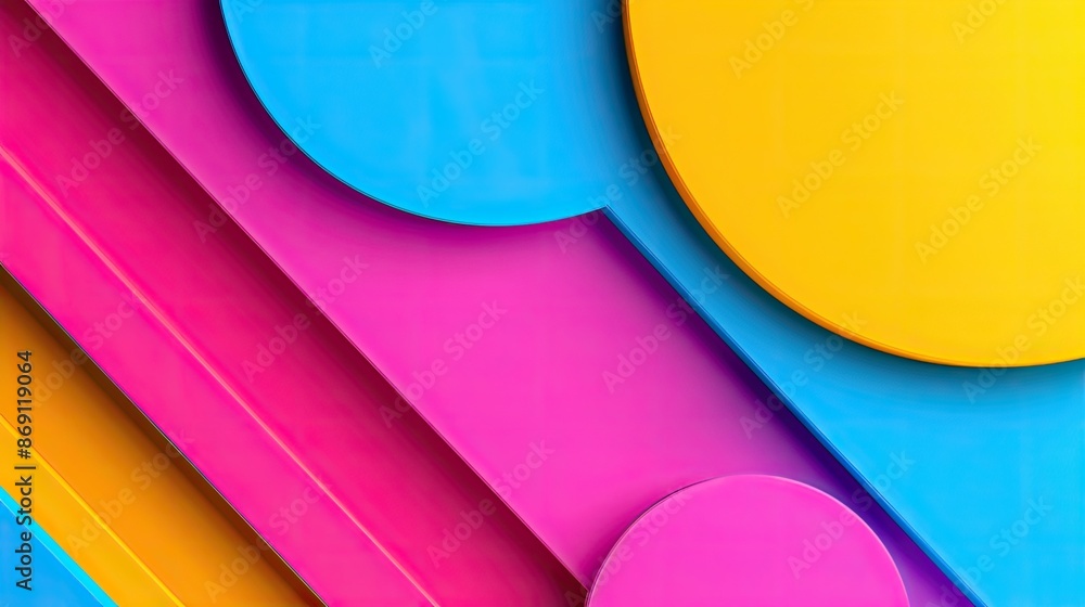 Abstract background with geometric shapes in bright colors of yellow, blue, and pink. Perfect for modern and vibrant design projects. Abstract background with geometric shapes in bright colors of yellow, blue, and pink. Perfect for modern and vibrant design projects.