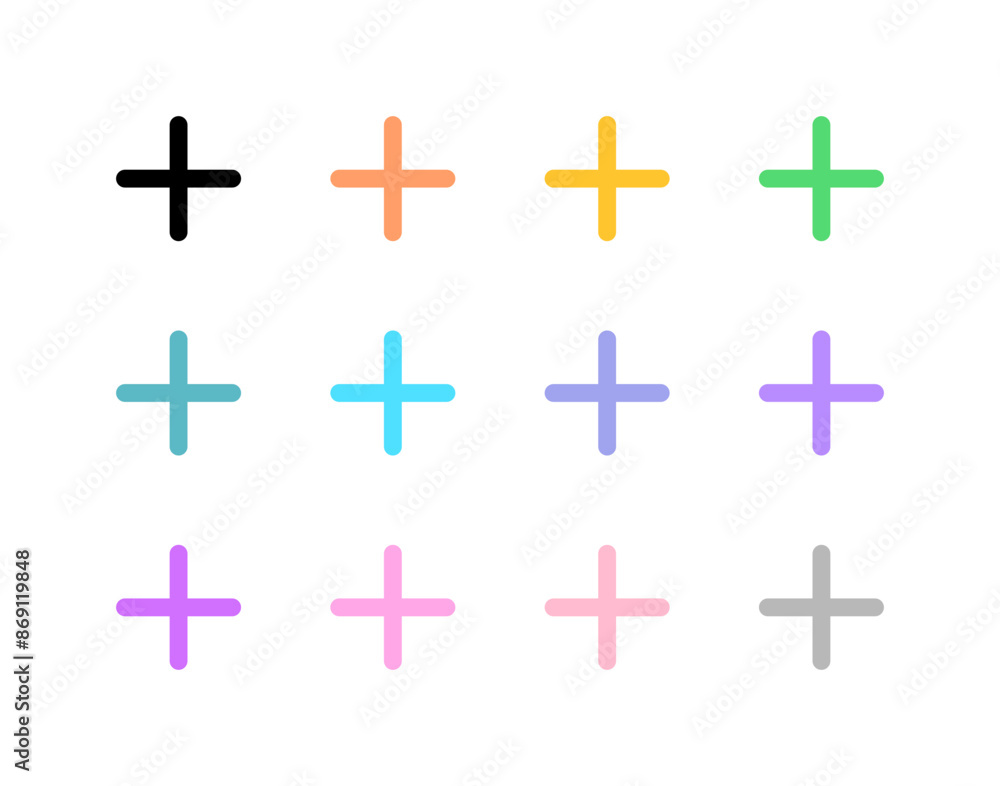 Vector plus positive add mark icon. Black, white background. Perfect for app and web interfaces, infographics, presentations, marketing, etc. Vector plus positive add mark icon. Black, white background. Perfect for app and web interfaces, infographics, presentations, marketing, etc.