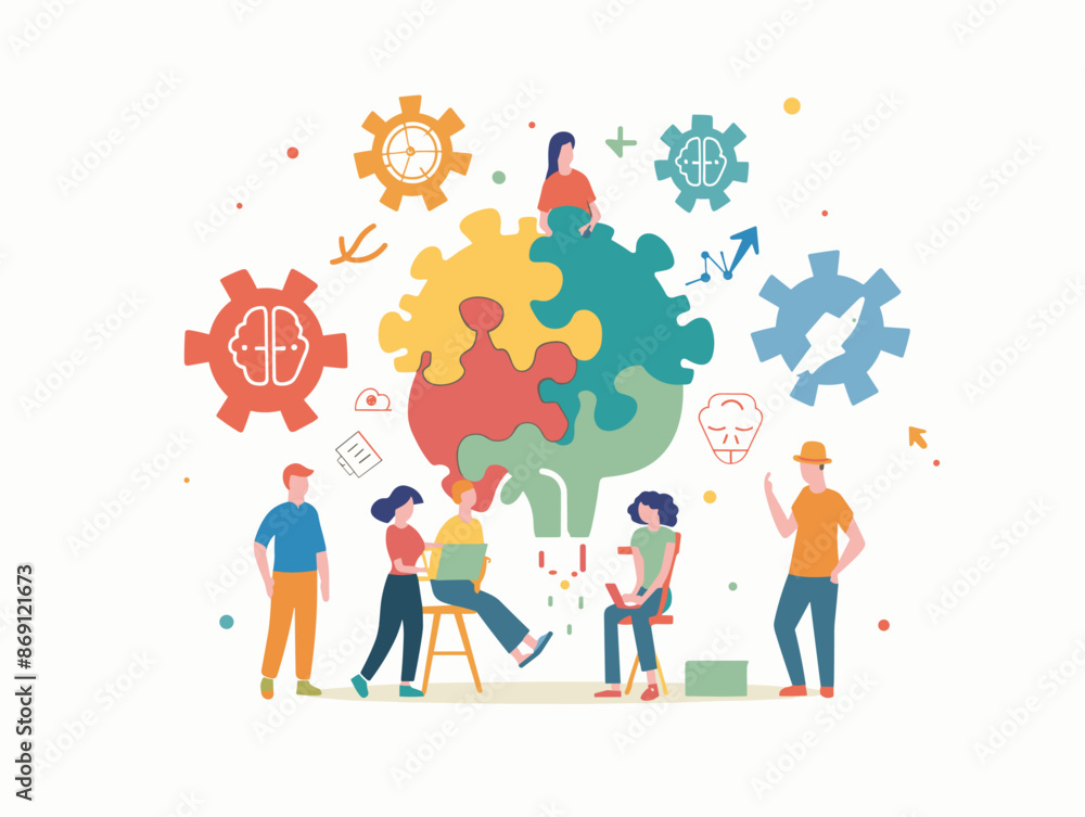 Fototapeta premium Neurodiversity: Embracing the Spectrum of Cognitive Abilities through Engaging Activities and Unique Perspectives