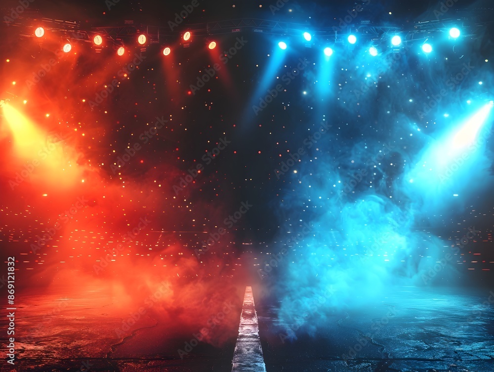 Fototapeta premium Bright Versus Screen Banner with Spotlights for Battle or Comparison Concept