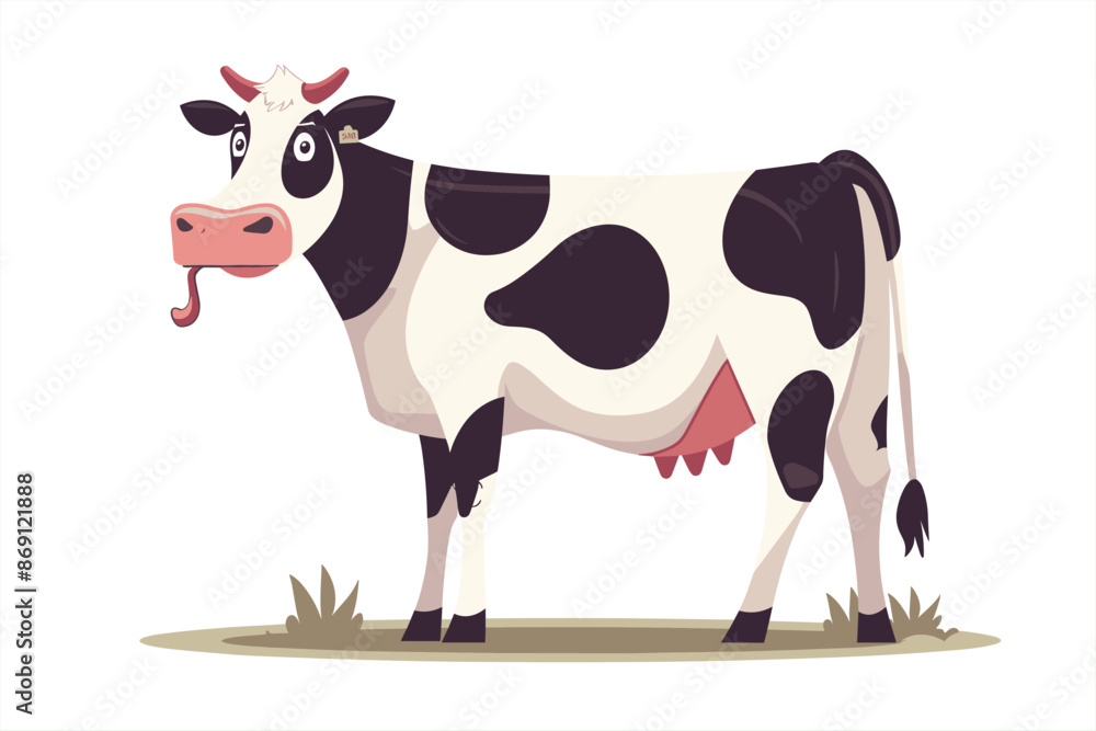 cow cartoon standing with eating, isolated on a white background. cow cute cartoon character animal, with green grass, flat kawaii style design vector. cute cow in flat style vector illustration. cow cartoon standing with eating, isolated on a white background. cow cute cartoon character animal, with green grass, flat kawaii style design vector. cute cow in flat style vector illustration.