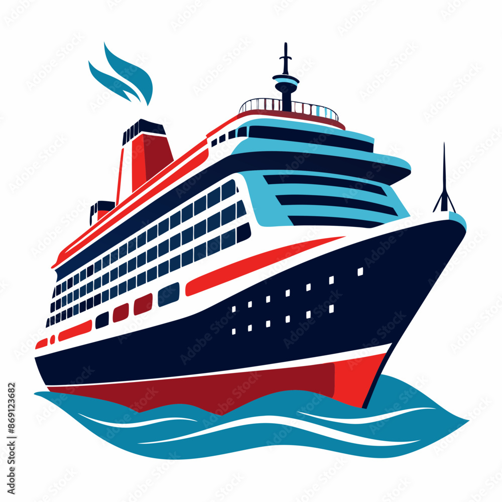Obraz premium A cruise ship vector illustration