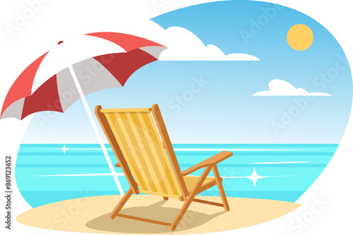 beach chair with umbrella on the beach