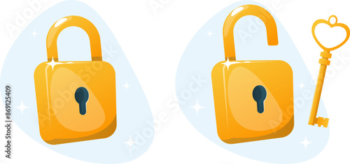 open and closed key lock