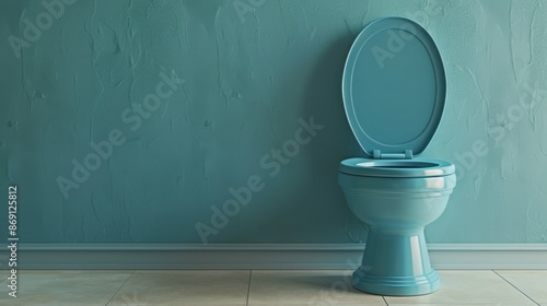 The blue toilet in bathroom photo