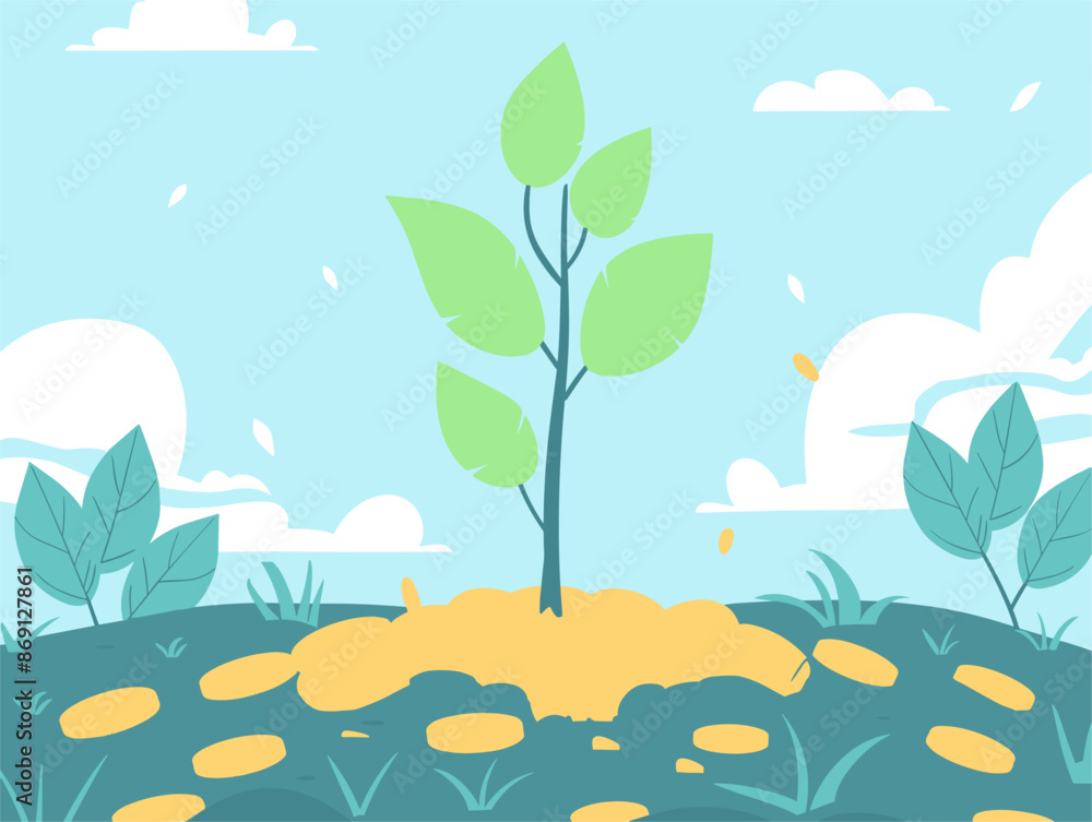 Plant Sprouting from Coins: Seeds of Success Plant Sprouting from Coins: Seeds of Success