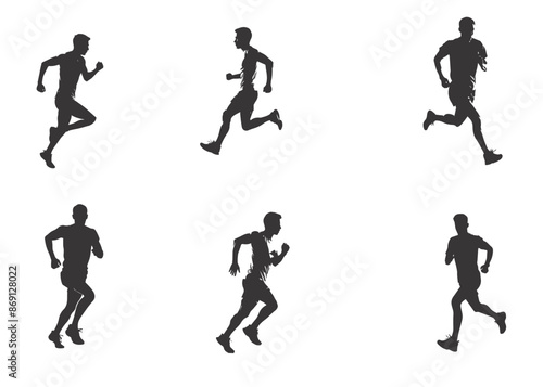 silhouette running man. Vector people running silhouettes