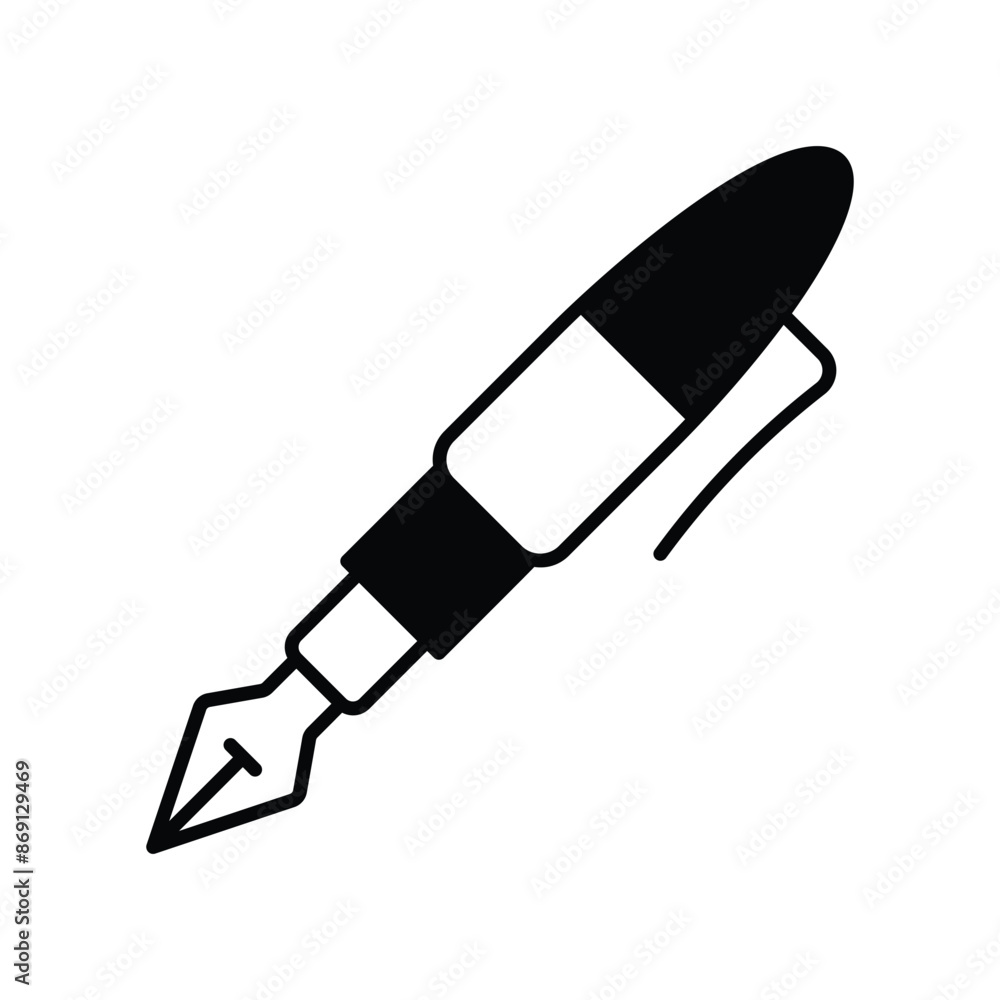 fountain pen icon with white background vector stock illustration fountain pen icon with white background vector stock illustration