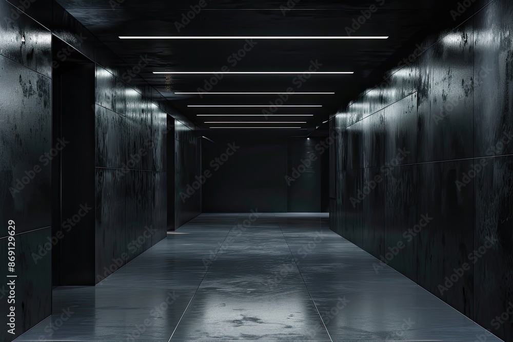 Dark concrete empty room interior with light from window Dark concrete empty room interior with light from window