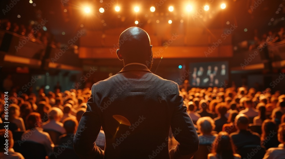 Speaker Addressing a Large Audience.