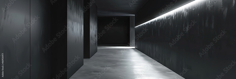 Dark concrete empty room interior with light from window Dark concrete empty room interior with light from window