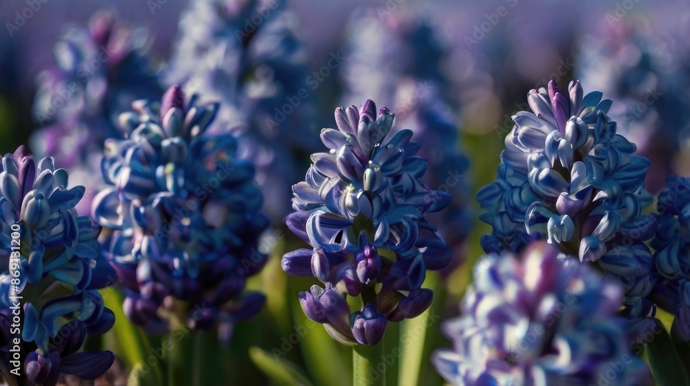 a field of Hyacinth flowers with green leaves a field of Hyacinth flowers with green leaves