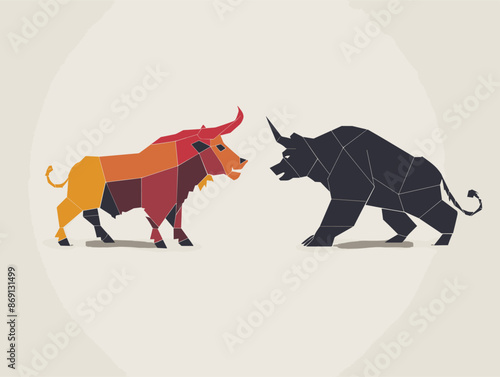Bullish vs. Bearish: A Market Battleground Represented by a Powerful Bull and a Ferocious Bear