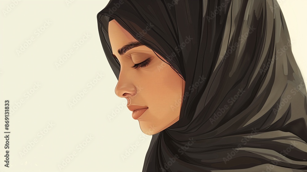 Muslim woman with a headscarf. Ideal for fashion, cultural, and religious representation. Muslim woman with a headscarf. Ideal for fashion, cultural, and religious representation.