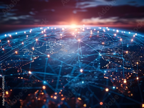 Digital World Globe Depicting Global Network and Cyber Technology Connectivity