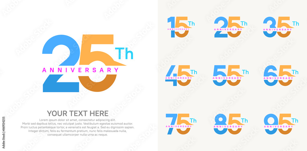 anniversary set logo style with blue and orange color for company celebration moment anniversary set logo style with blue and orange color for company celebration moment