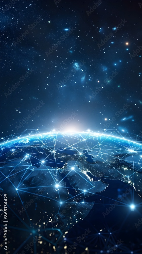 Obraz premium Futuristic Digital Globe with High Speed Global Network and Connectivity
