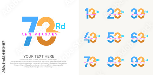 anniversary set logo style with blue and orange color for company celebration moment