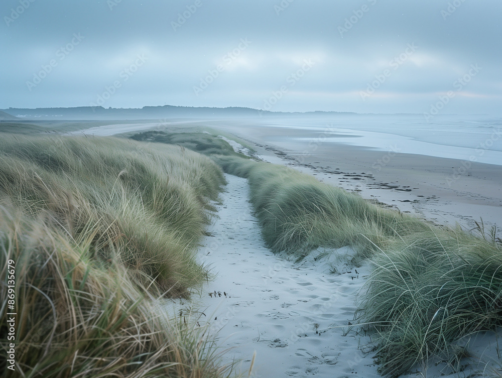 Thin Fog at Dusk Captured with a Portrait Lens on a Strand Thin Fog at Dusk Captured with a Portrait Lens on a Strand