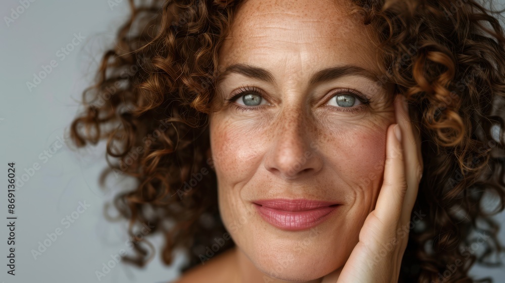 The smiling curly woman The smiling curly woman