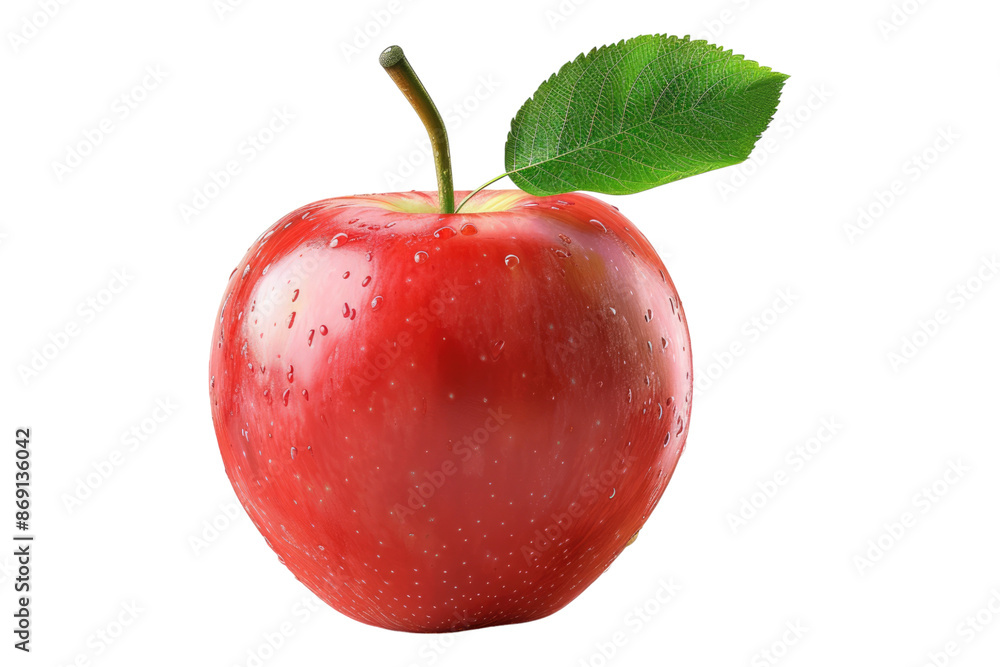 Red apple with leaf isolated on transparent background Red apple with leaf isolated on transparent background