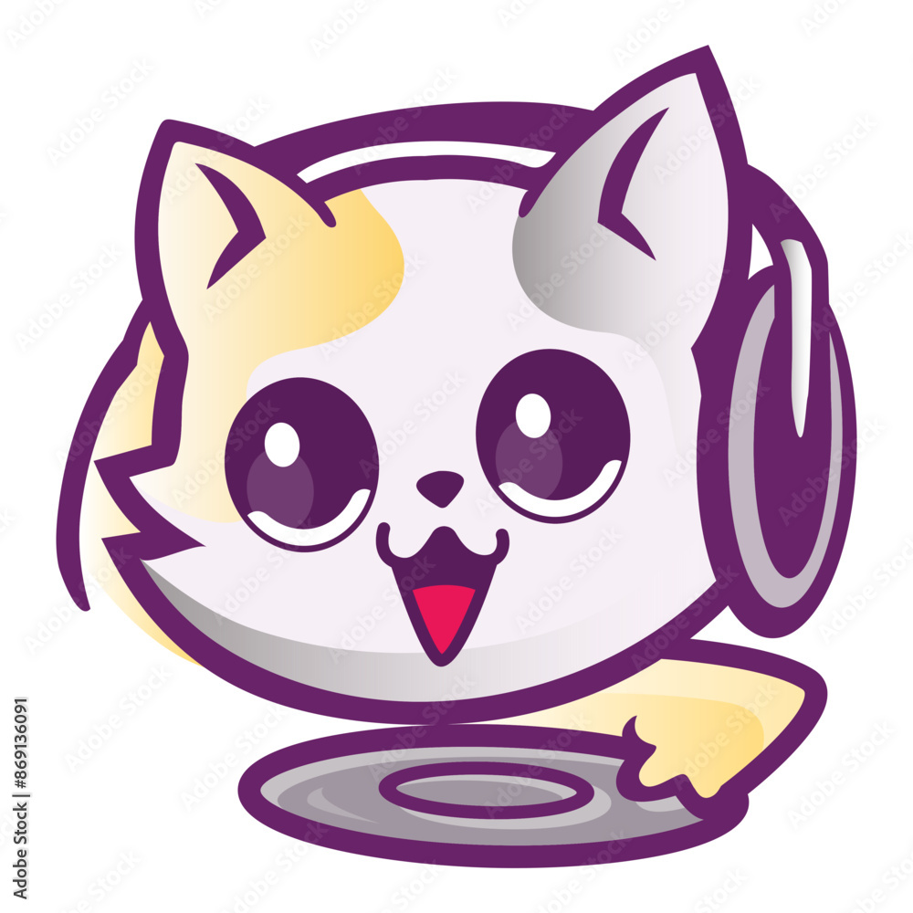 Cute emoji cat for Twitch game streaming. Cat emoji vector illustration. Cute emoji cat for Twitch game streaming. Cat emoji vector illustration.