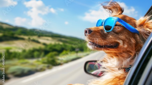 The dog in sunglasses photo