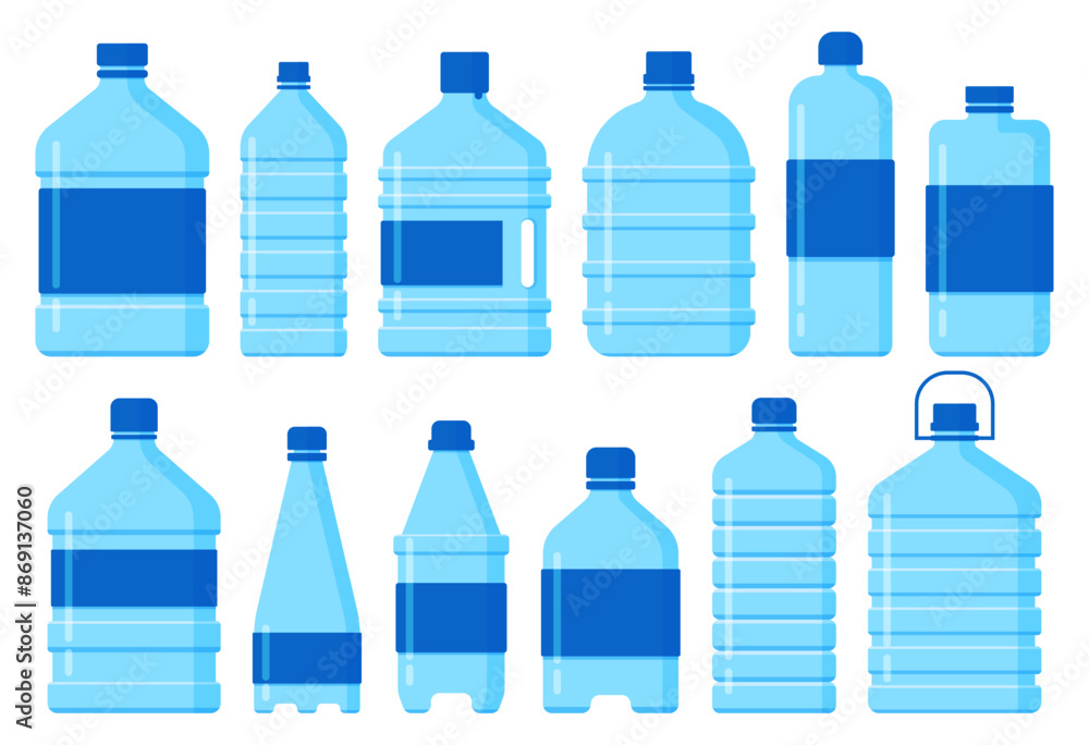 custom made wallpaper toronto digitalSet of plastic bottle water container recycling empty bottle collection flat illustration