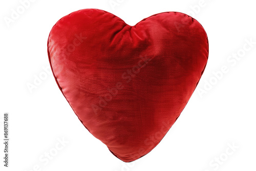 Red heart shaped pillow isolated on transparent background