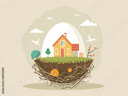 Diverse Retirement Nest Egg: A Visual Representation of Financial Security for the Future