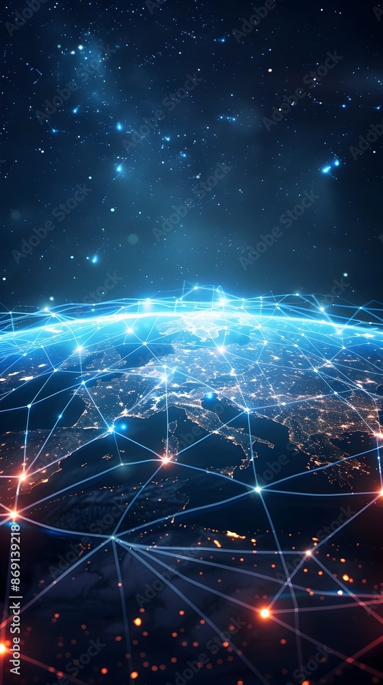 Global Digital Network and Connectivity with Cyber Technology Concept on Planet Earth Global Digital Network and Connectivity with Cyber Technology Concept on Planet Earth