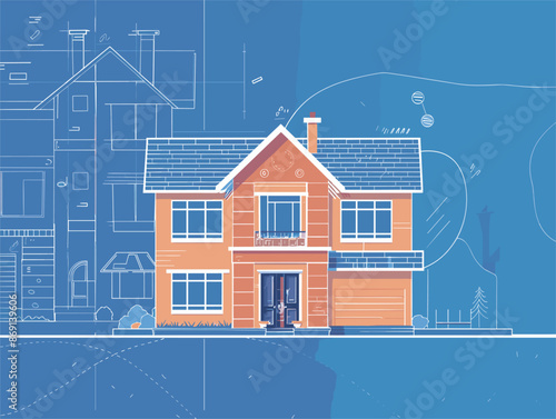 Blueprint and Miniature House: A Visual Showcase of Architectural Design and Real Estate Development
